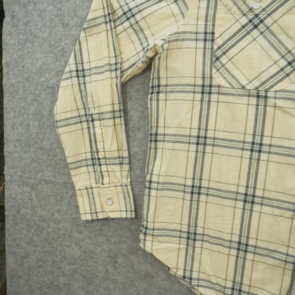 Rag & Bone Shirt Mens Extra Large Beige Button Up Plaid Long Sleeve Classic